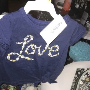 CARTERS Baby Girl 3m Tee Tie Knott Floral “LOVE”